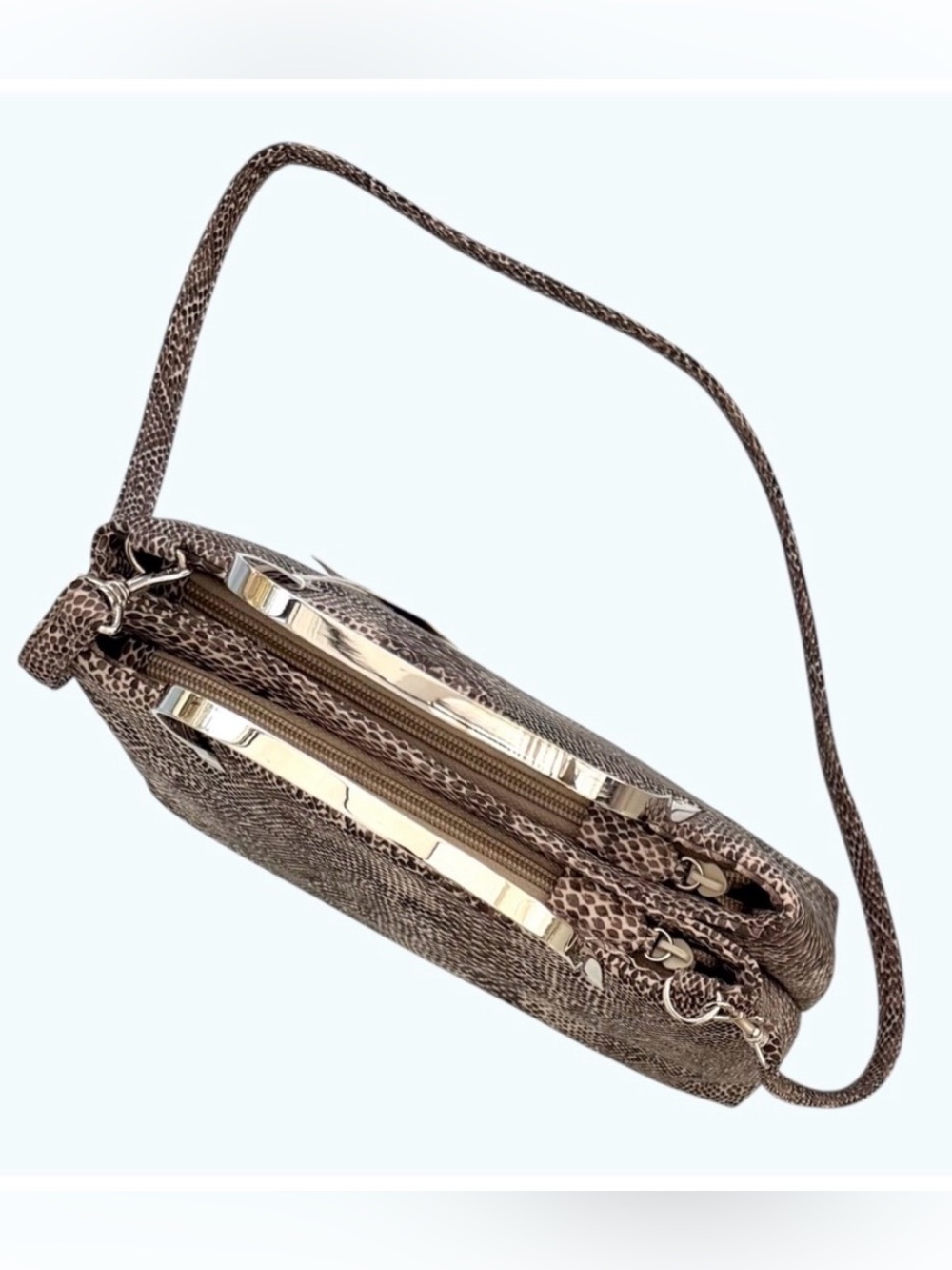 JC & CO Milano Small Snake-Print Arm Bag with Crossbody Strap - Picture 5 of 8